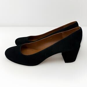 MARGUAX The Heel Black Suede Round Toe Block Shoe Size 41.5 WIDE US 10.5 - 11 W
